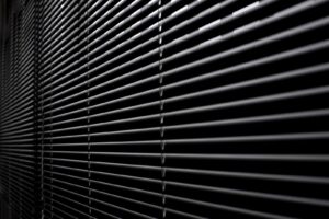 black venetian blinds