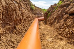 drainage pipes in trench