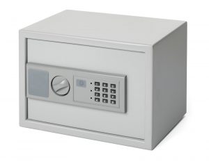 Small safe for home and office use, with digital lock.