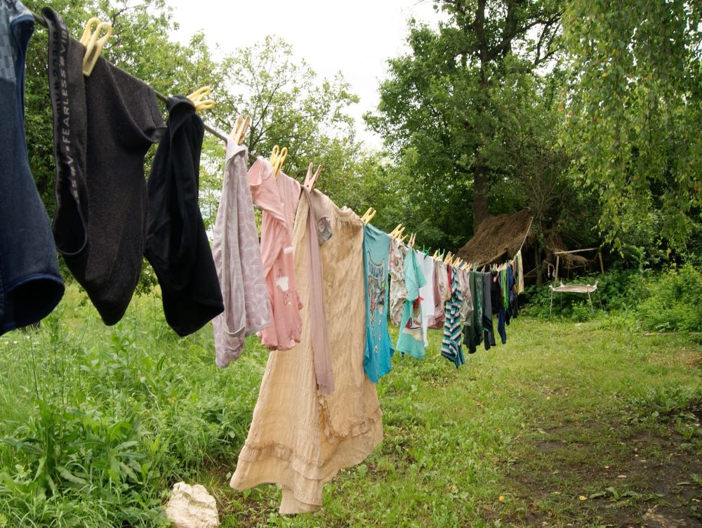 clothes drying outdoors on clothes line