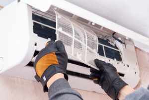air conditioner being cleaned